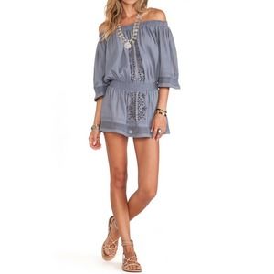 Tularosa Fiona Dress Blue Gray Off The Shoulder